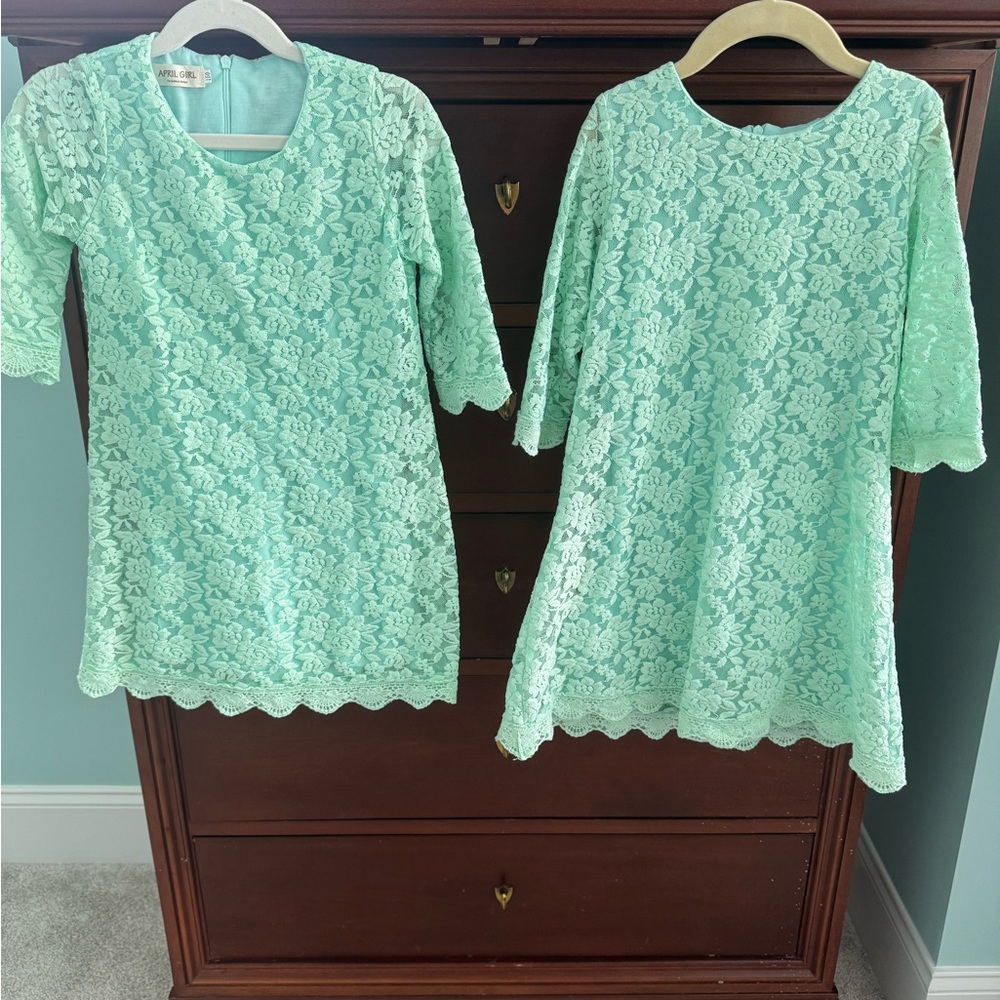 Mint Green Lace Kids Dress